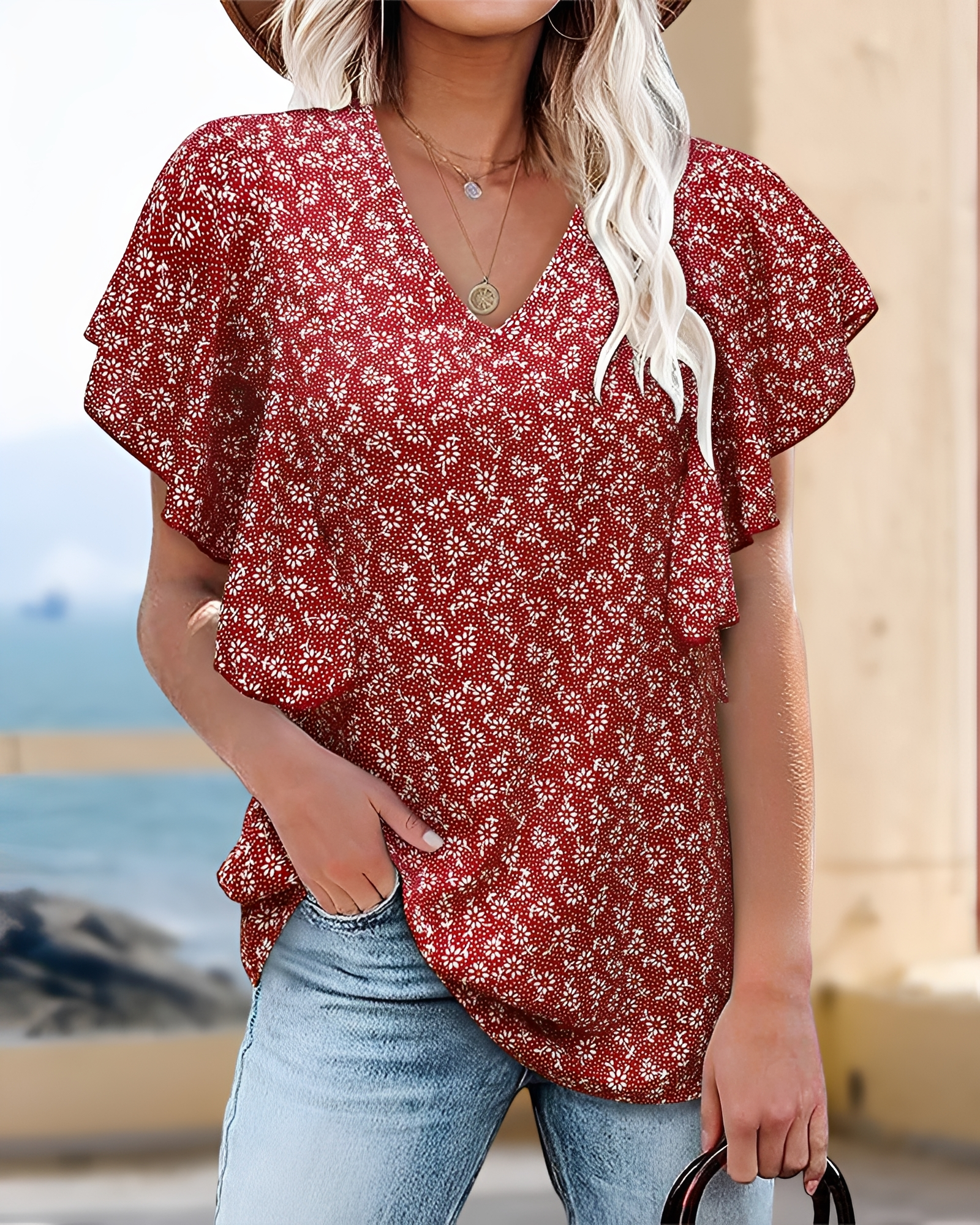 Eleri - Blouse chic avec col en V
