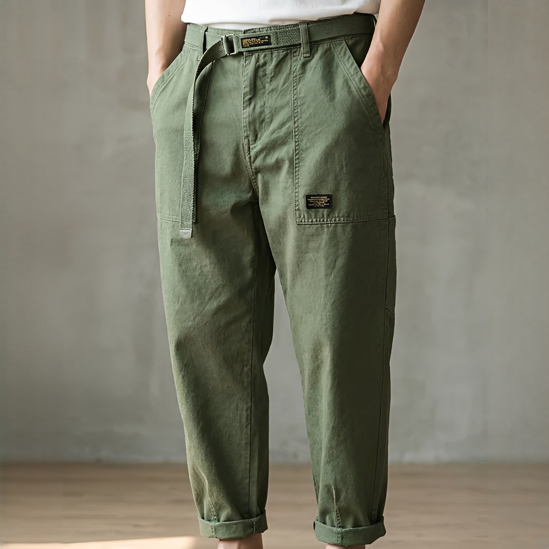 Jeoffrey - Pantalon Large Ceinturé Décontracté