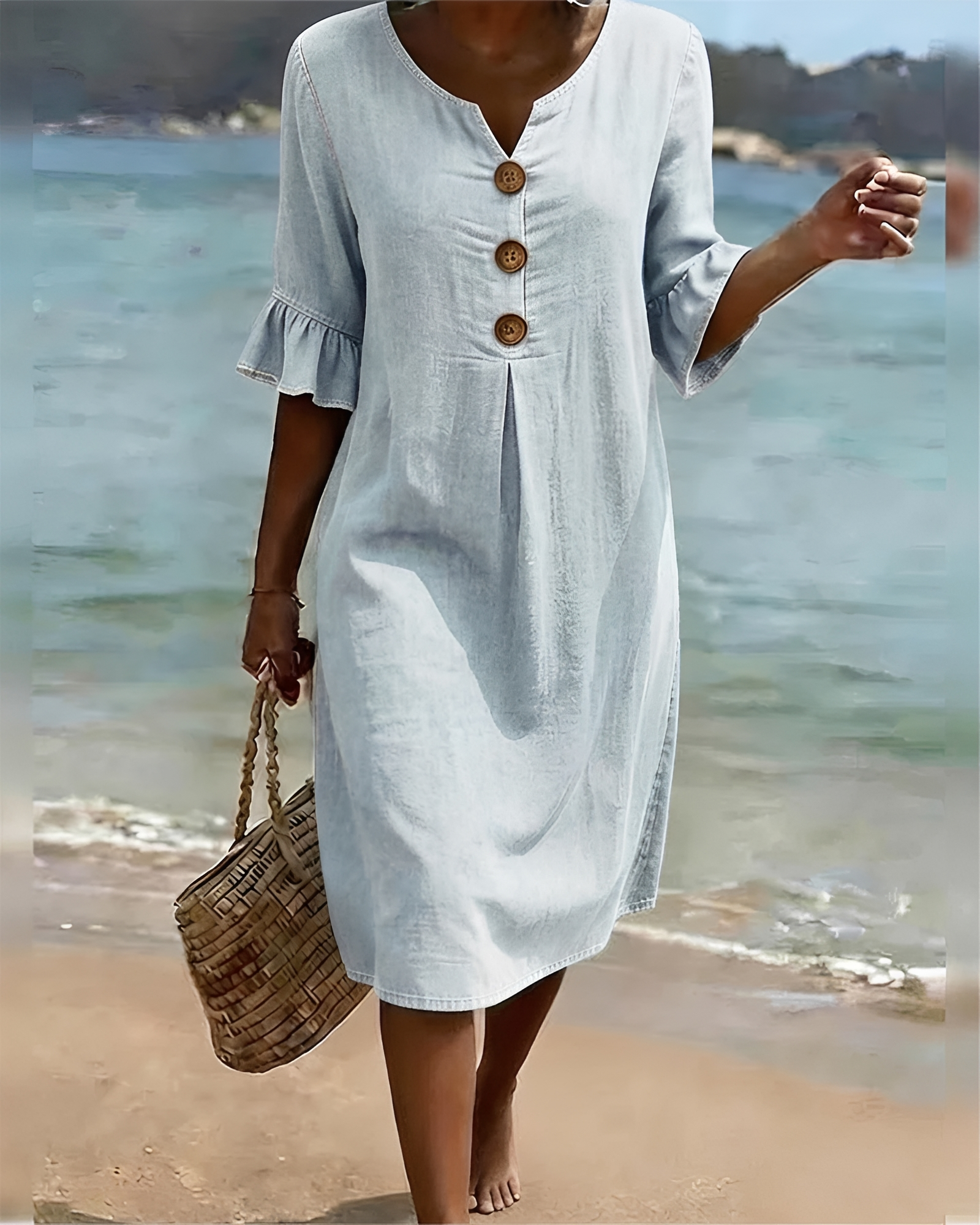 Zahara - Robe Midi à Boutons Sophistiquée