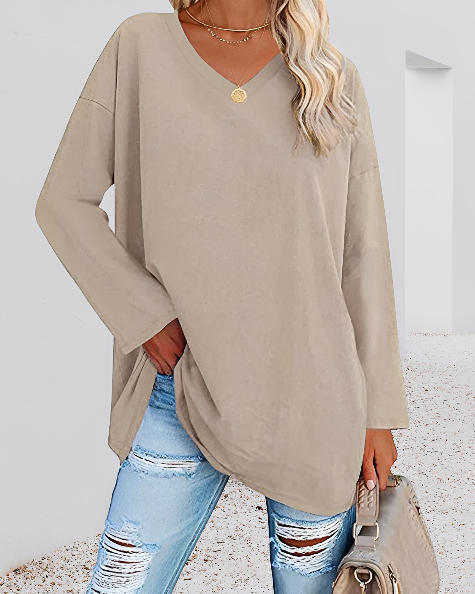 Kendra - Blouse large avec col en V sophistiqué