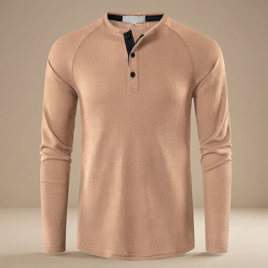 Teifion - Chemise Henley Classique à Texture Nid d'Abeille