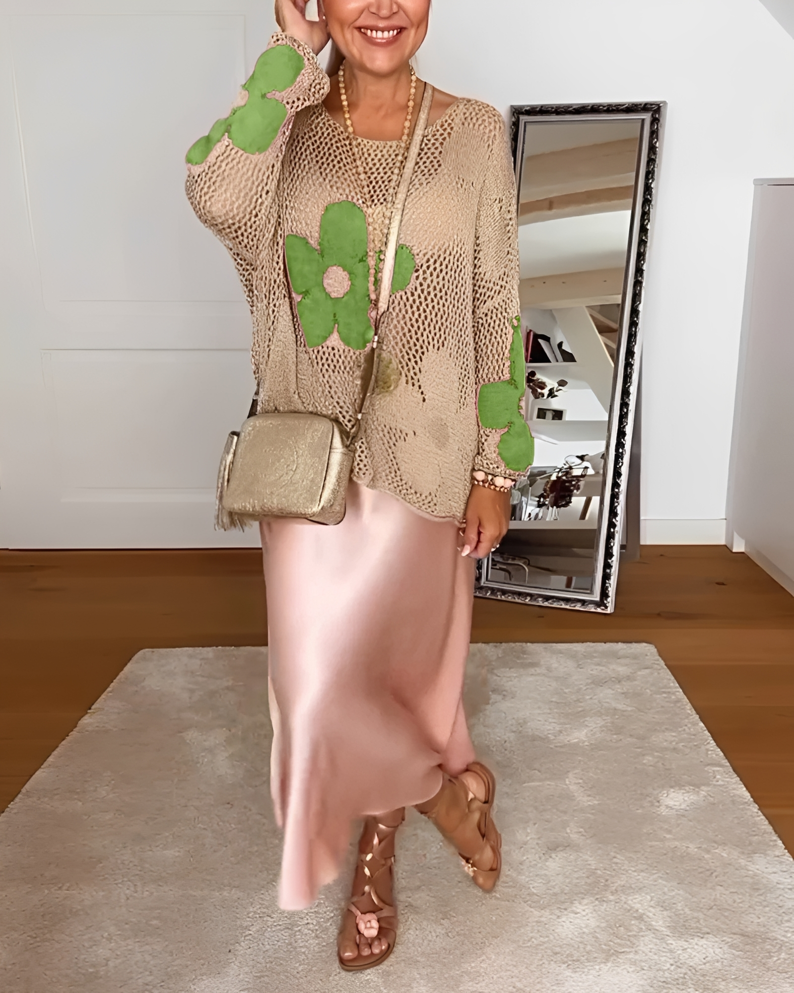 Alwena - Blouse casual à motifs floraux ajourée