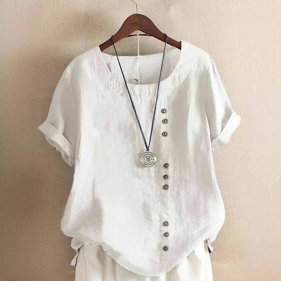 Noelle - Blouse Tendance avec Boutons et Coupe Décontractée