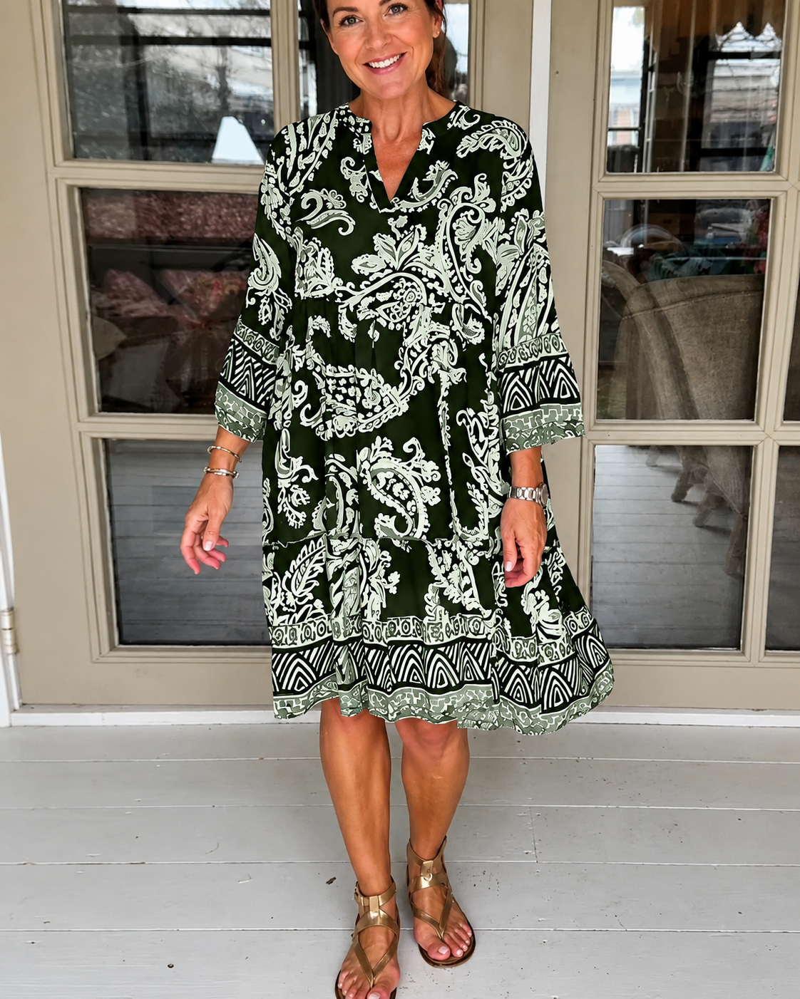 Mélanie - Robe Midi Chic avec Encolure en V