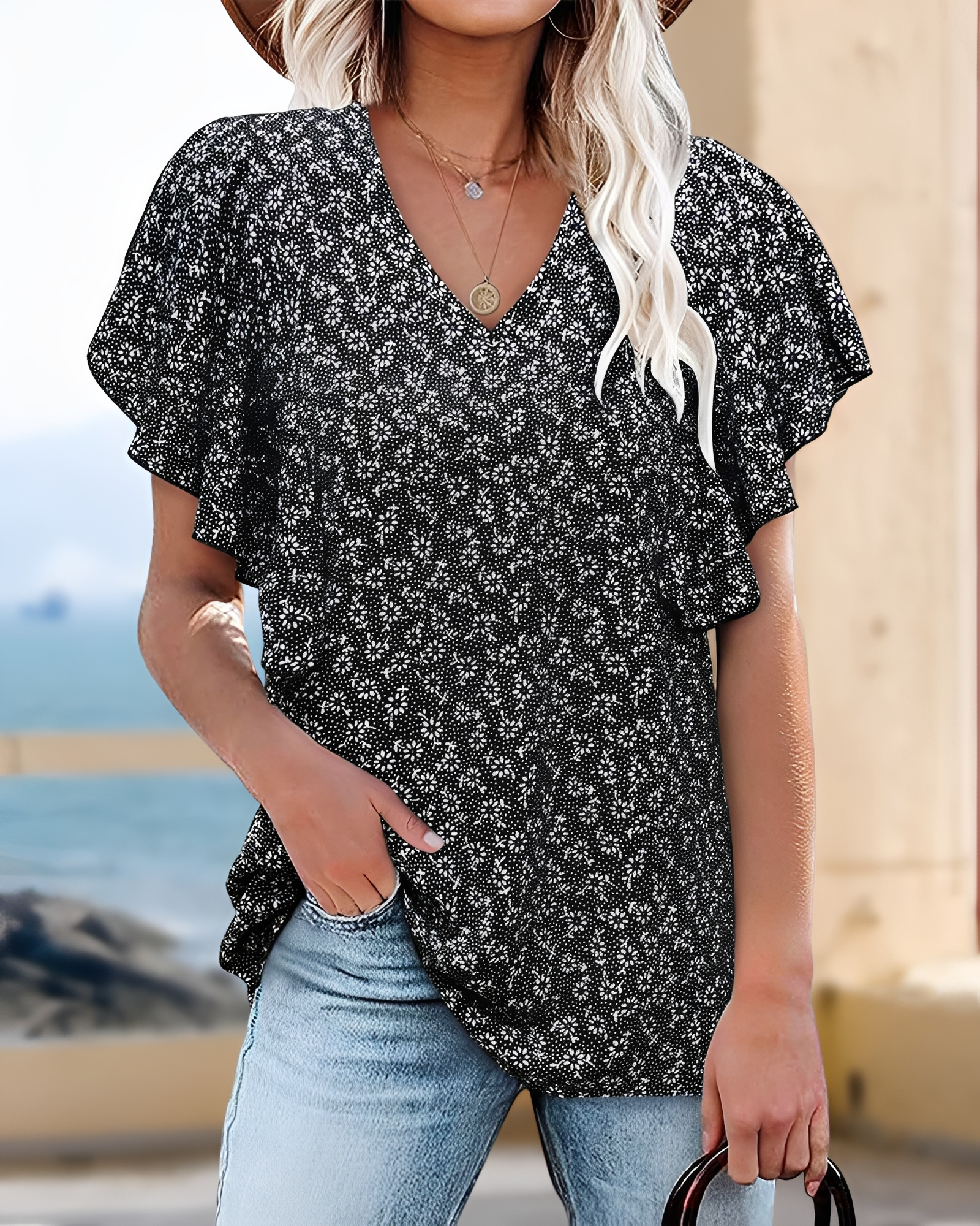 Eleri - Blouse chic avec col en V