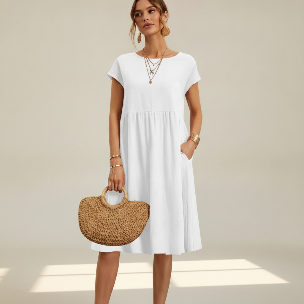 Nubia - Robe Midi Raffinée à Encolure Ronde