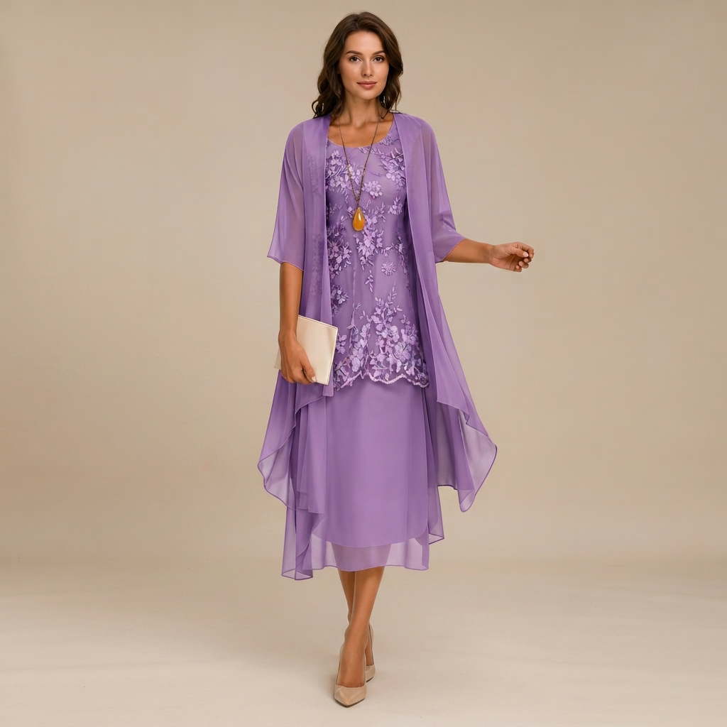 Krystal - Élégante robe midi en deux parties