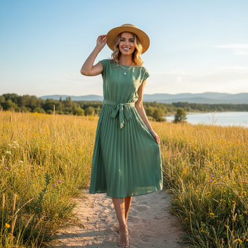 Jelica - Robe Midi Élégante Plissée