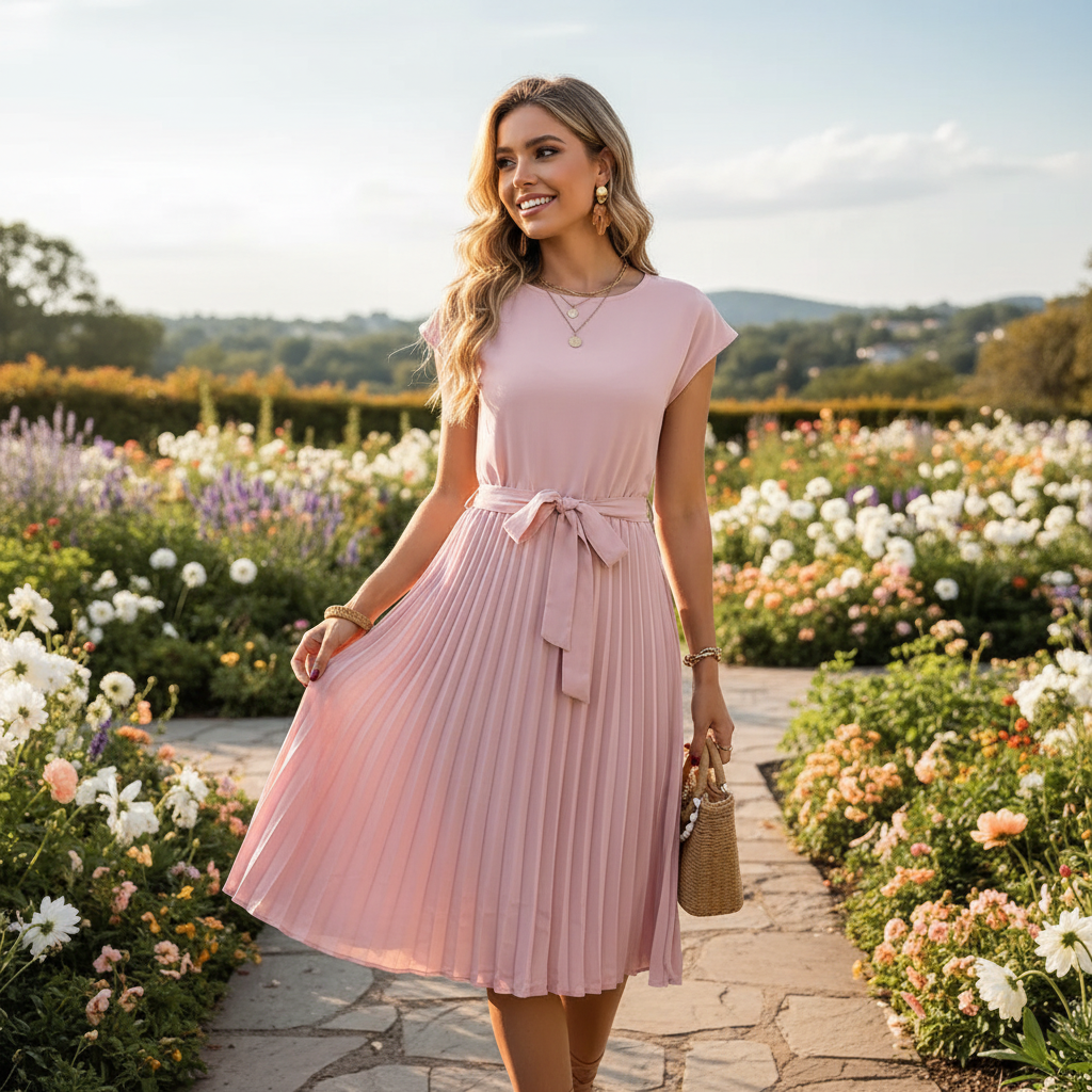 Jelica - Robe Midi Élégante Plissée