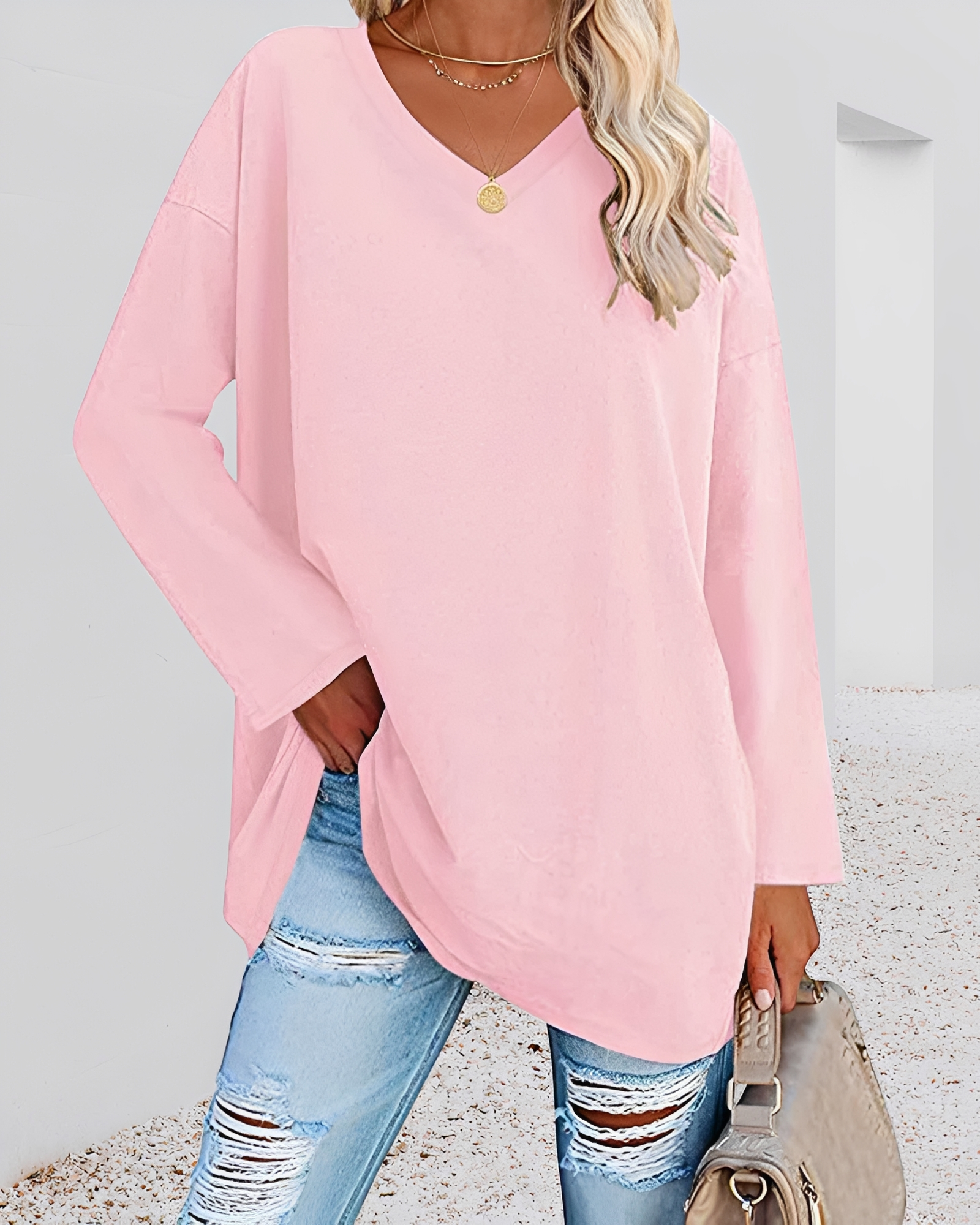 Kendra - Blouse large avec col en V sophistiqué