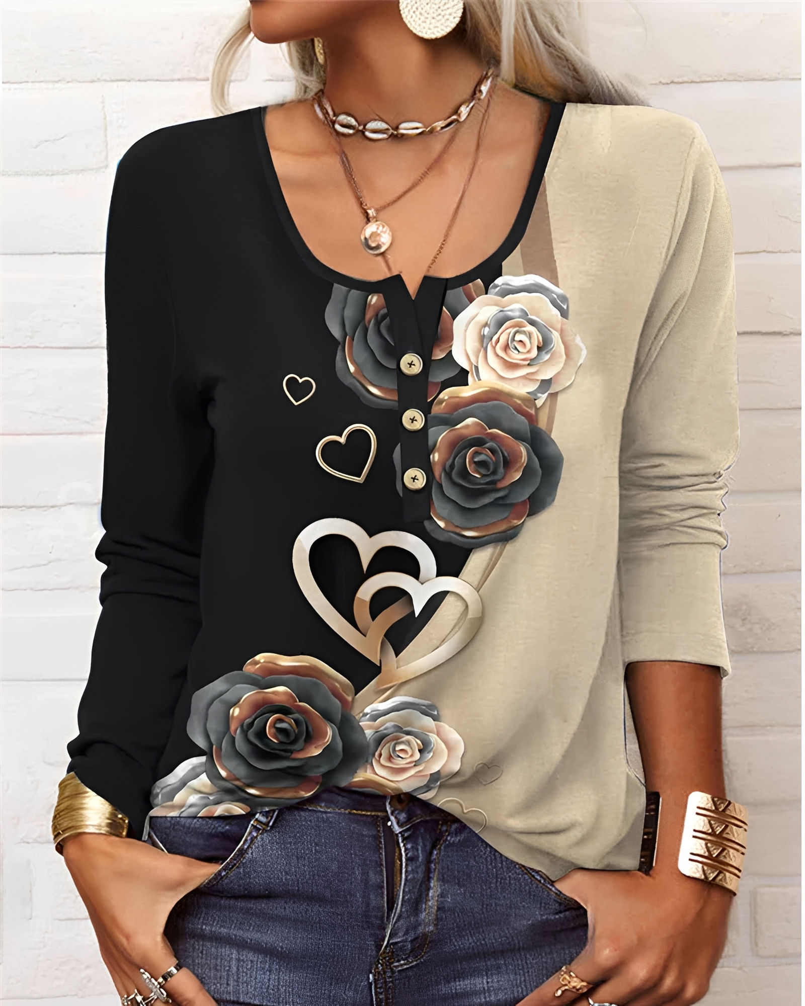 Alejandra - Chic Blouse à Boutons Partiels