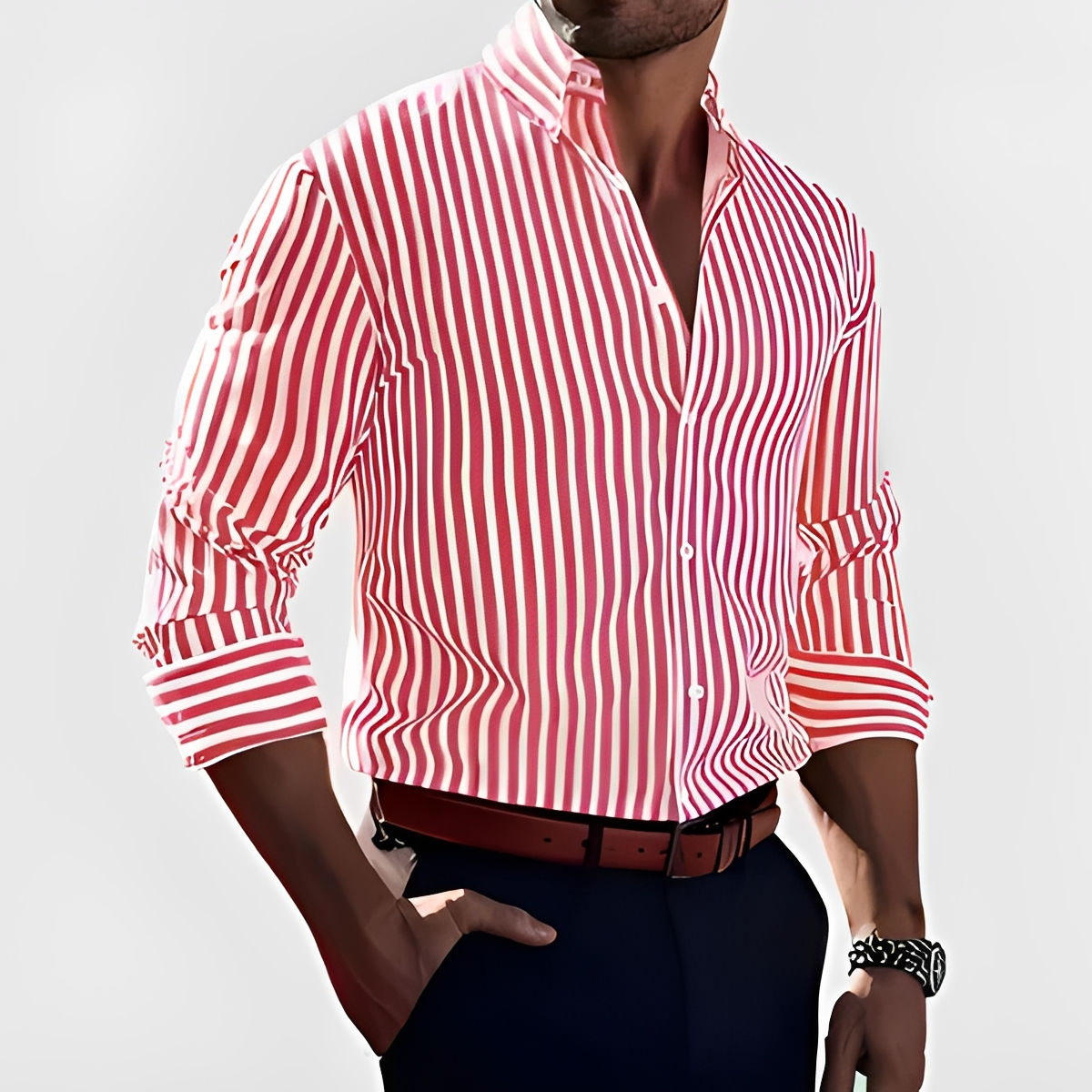 Kelric - Chemise Décontractée à Rayures et Fermeture par Boutons