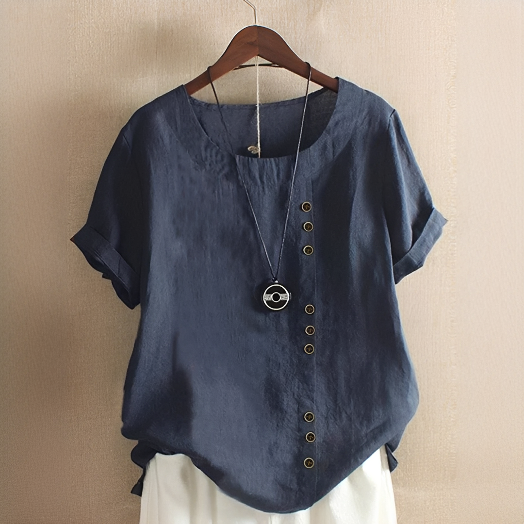 Noelle - Blouse Tendance avec Boutons et Coupe Décontractée