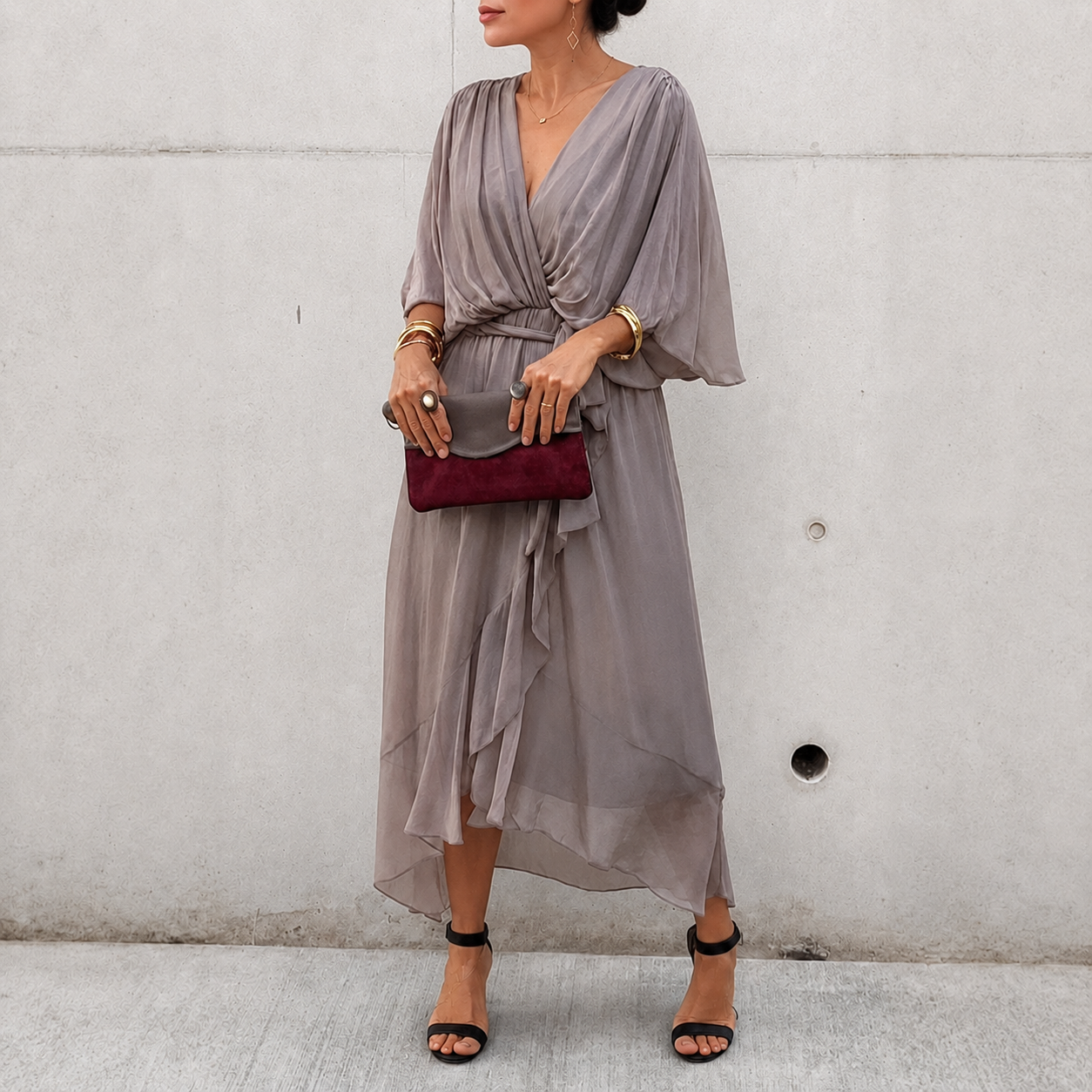Jescah - Robe Élégante avec Manches Amples