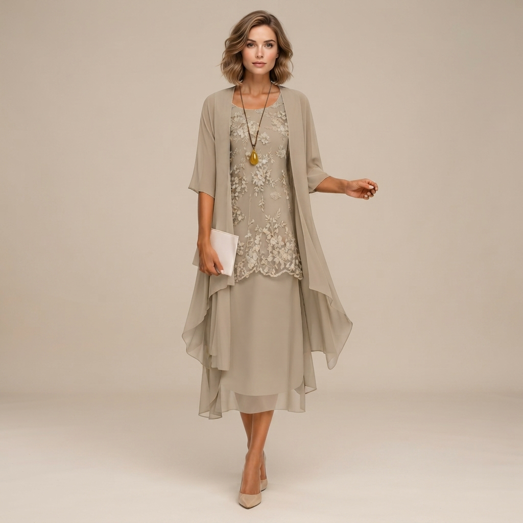 Krystal - Élégante robe midi en deux parties