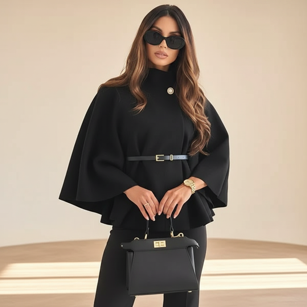 Lindsey - Veste Ceinturée Élégante à Manches Chauve-Souris