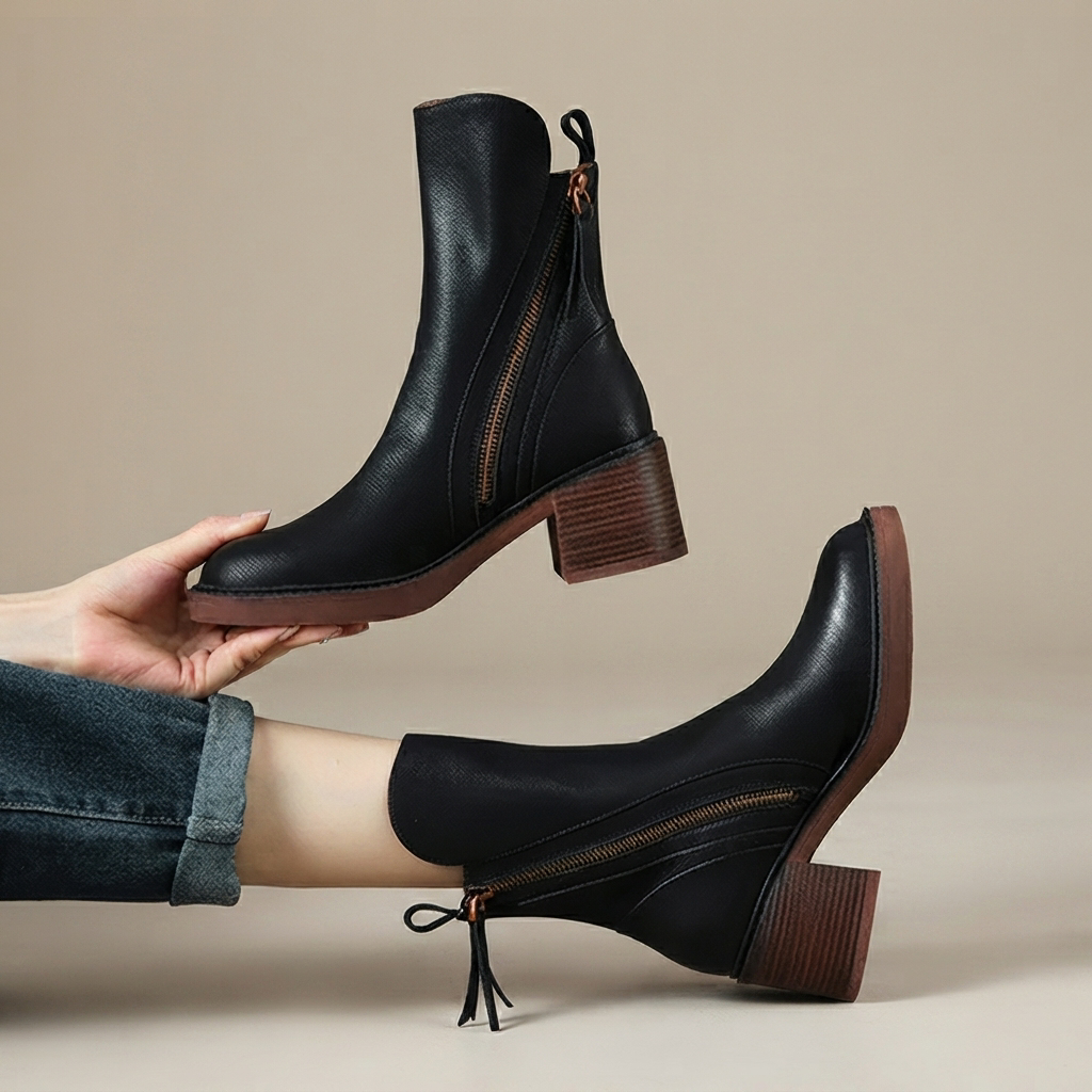 Jadonna - Bottes à Talons Élégantes avec Fermeture Éclair