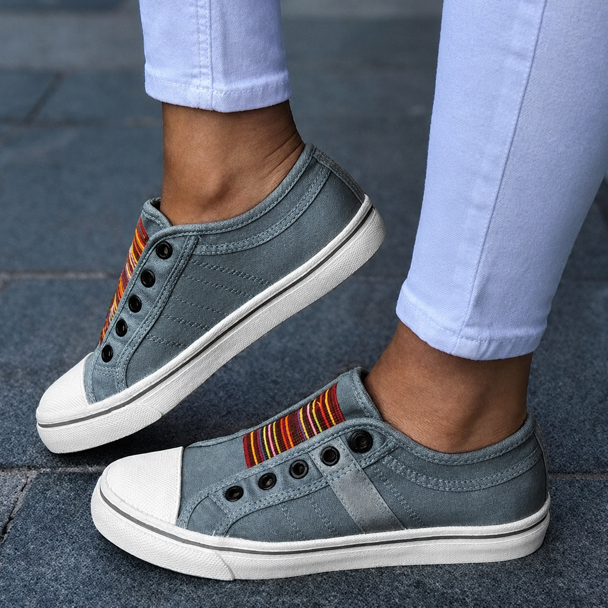 Jorrie - Sneakers Classiques en Tissu Élastique