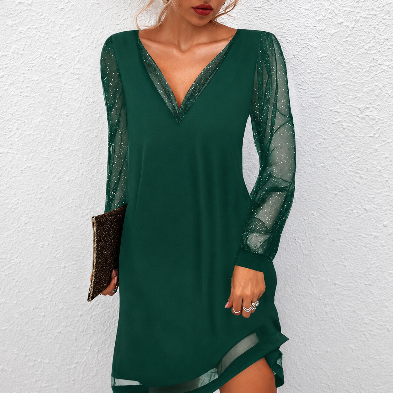 Mierra - Robe Courte Sophistiquée à Col en V