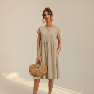 Nubia - Robe Midi Raffinée à Encolure Ronde