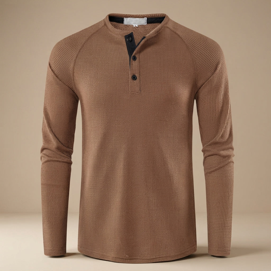 Teifion - Chemise Henley Classique à Texture Nid d'Abeille