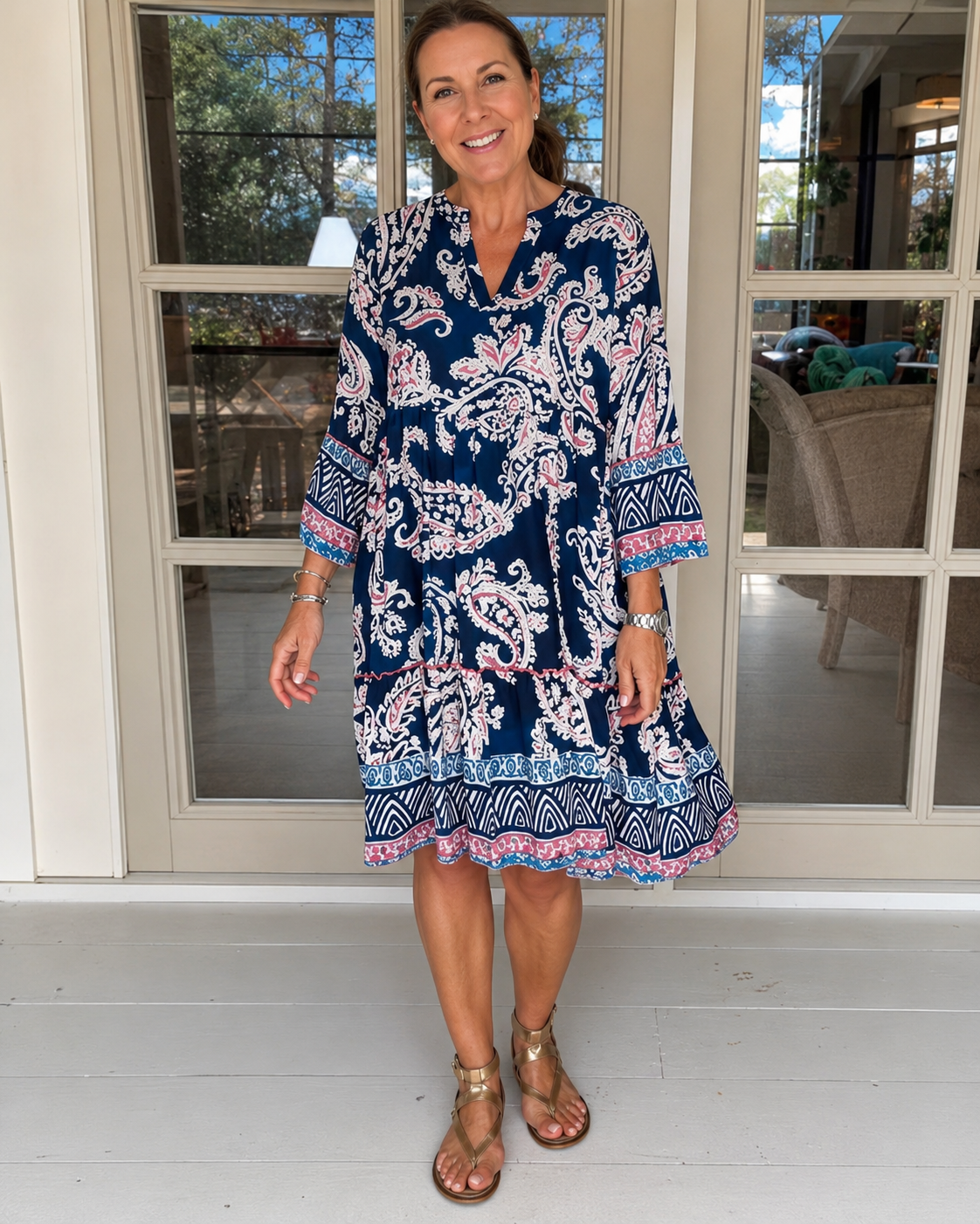 Mélanie - Robe Midi Chic avec Encolure en V