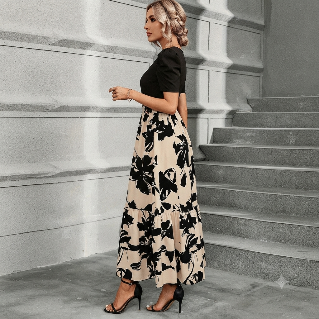 Astrid - Robe Jupe avec Motif Floral Élégant
