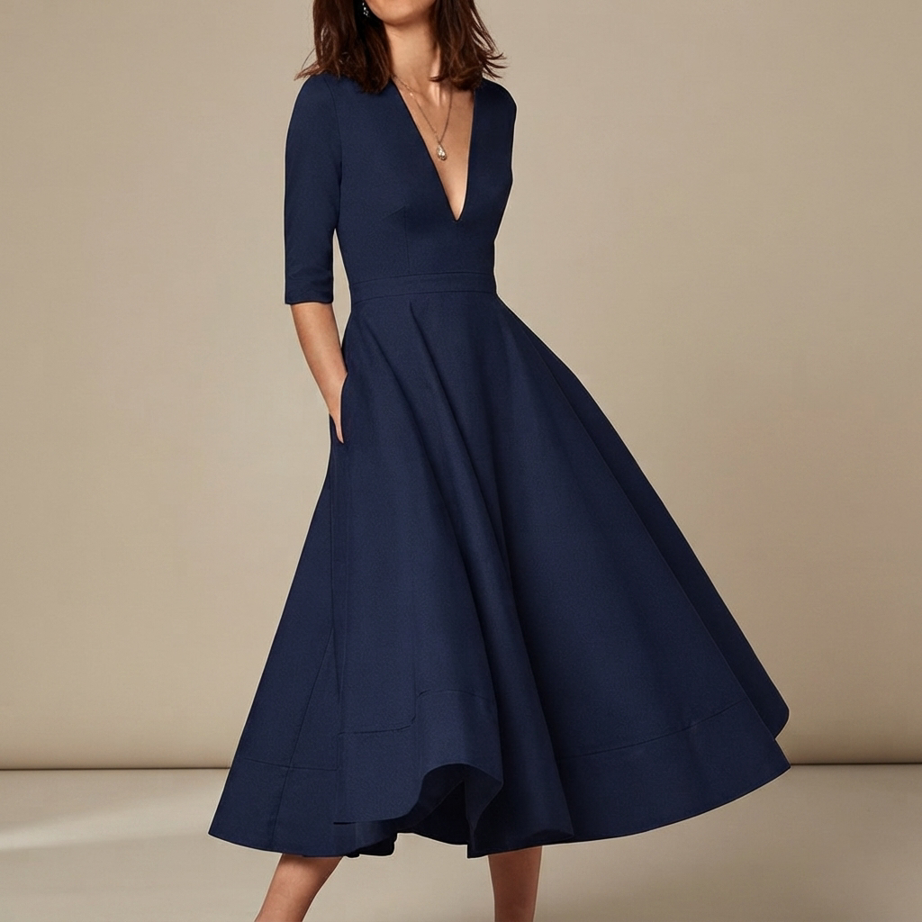 Debbie - Robe Raffinée à Col V