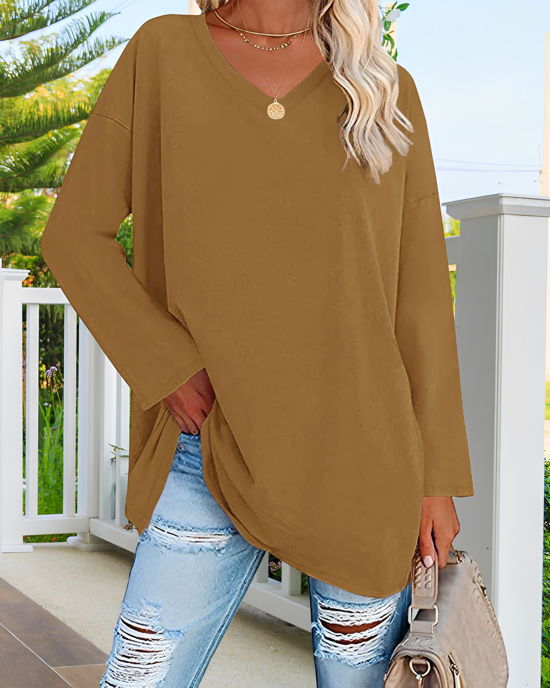 Kendra - Blouse large avec col en V sophistiqué