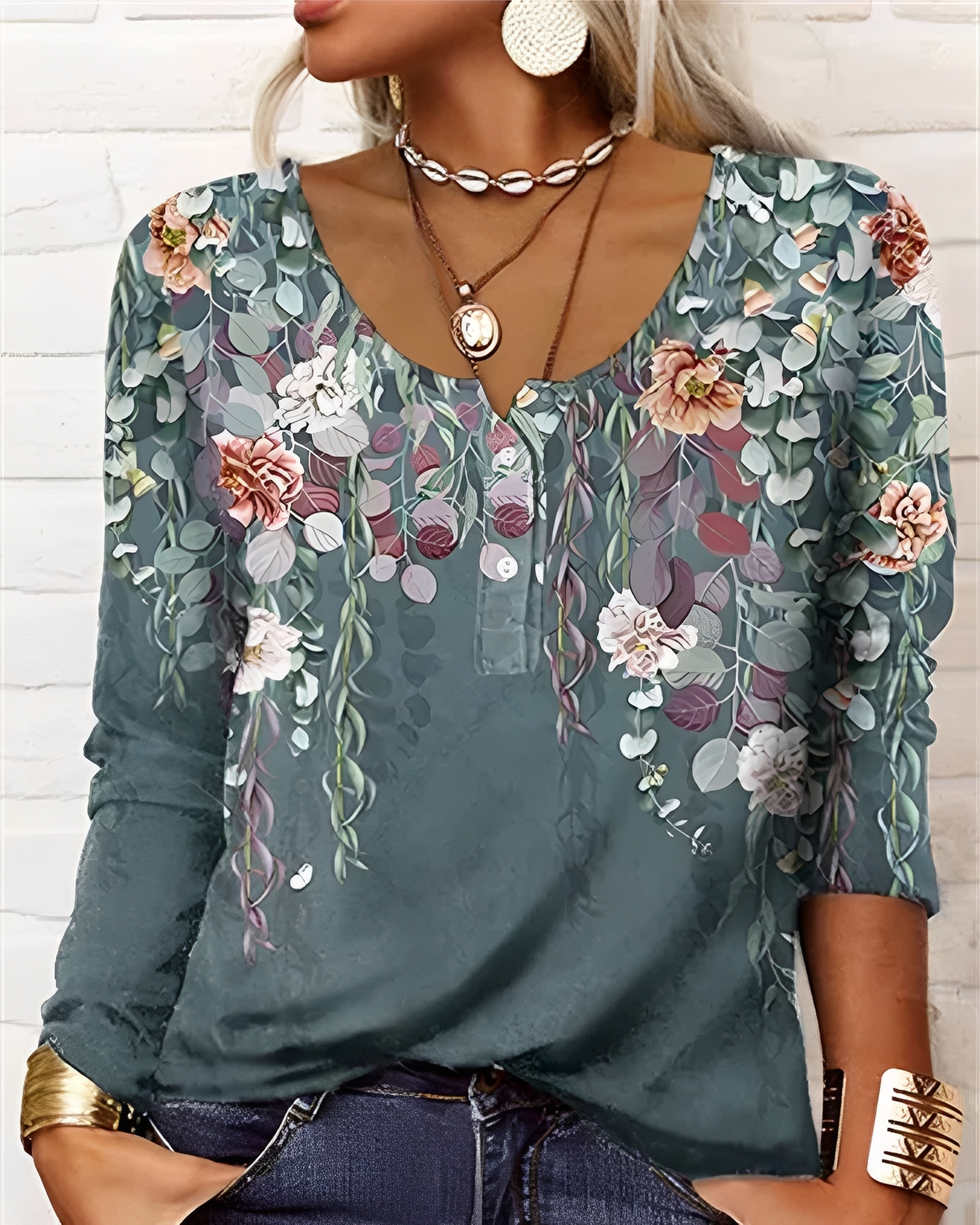 Alejandra - Chic Blouse à Boutons Partiels