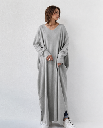 Shacora - Robe Longue avec Col V et Style Décontracté