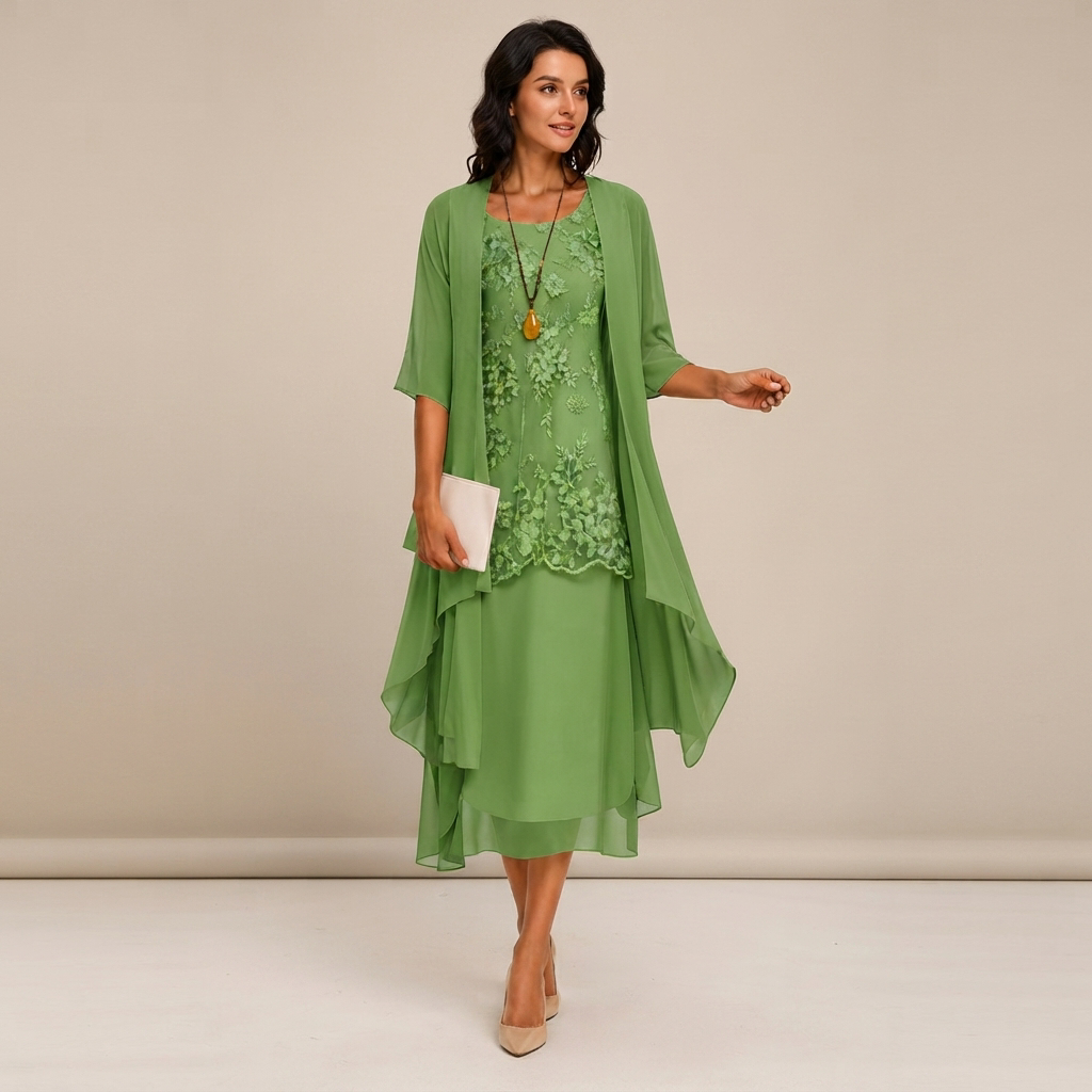 Krystal - Élégante robe midi en deux parties