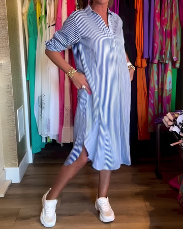 Célia - Robe Agréable avec Col Revers et Encolure en V