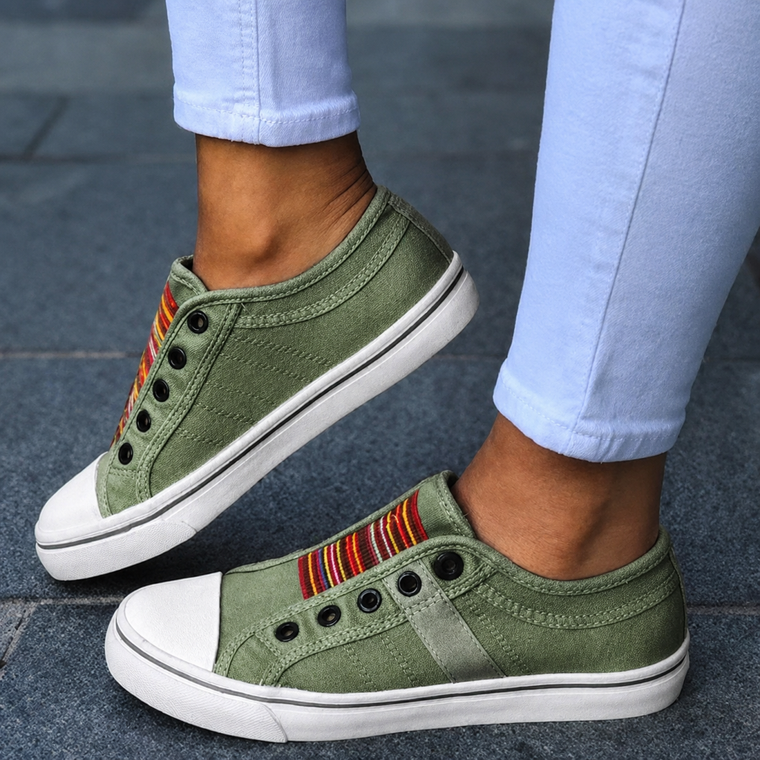 Jorrie - Sneakers Classiques en Tissu Élastique