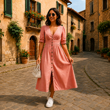Marsha - Robe Chic à Boutons