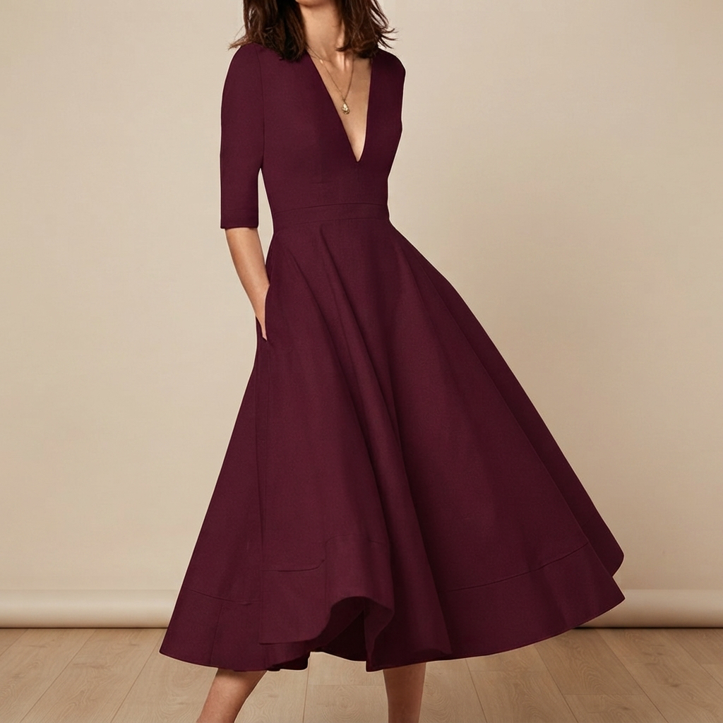 Debbie - Robe Raffinée à Col V