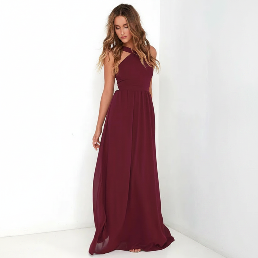 Suzanne - Robe Maxi Élégante à Col Croisé