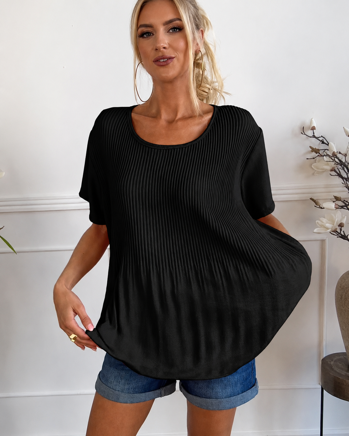 Rainelda - Élégante Blouse avec Plis