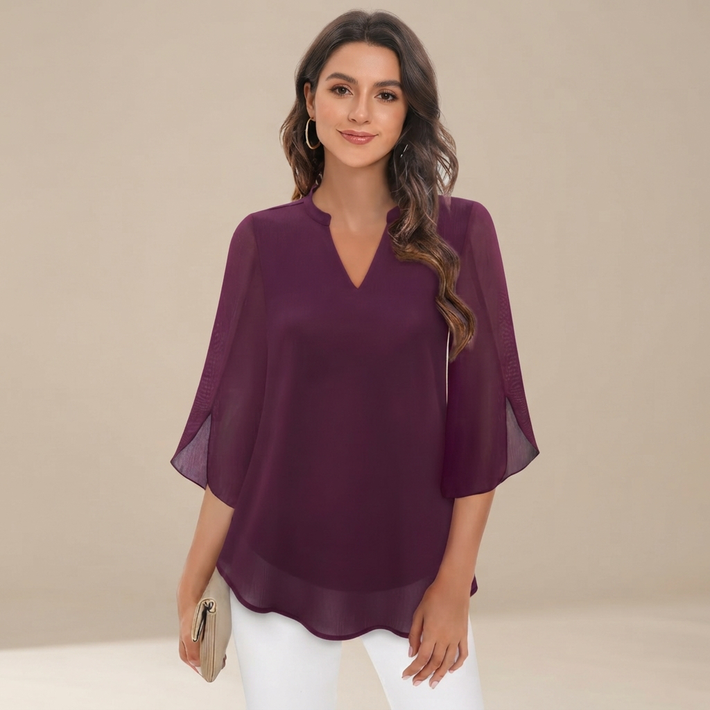 Arsine - Blouse chic à coupe large et col en V