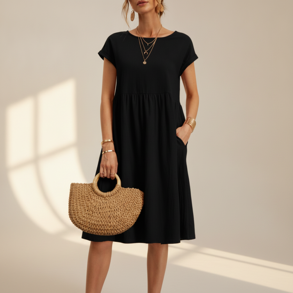 Nubia - Robe Midi Raffinée à Encolure Ronde