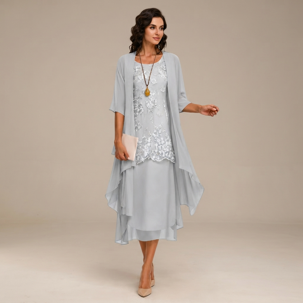 Krystal - Élégante robe midi en deux parties