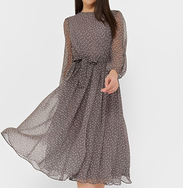 Tessa - Élégante robe à manches longues et pois