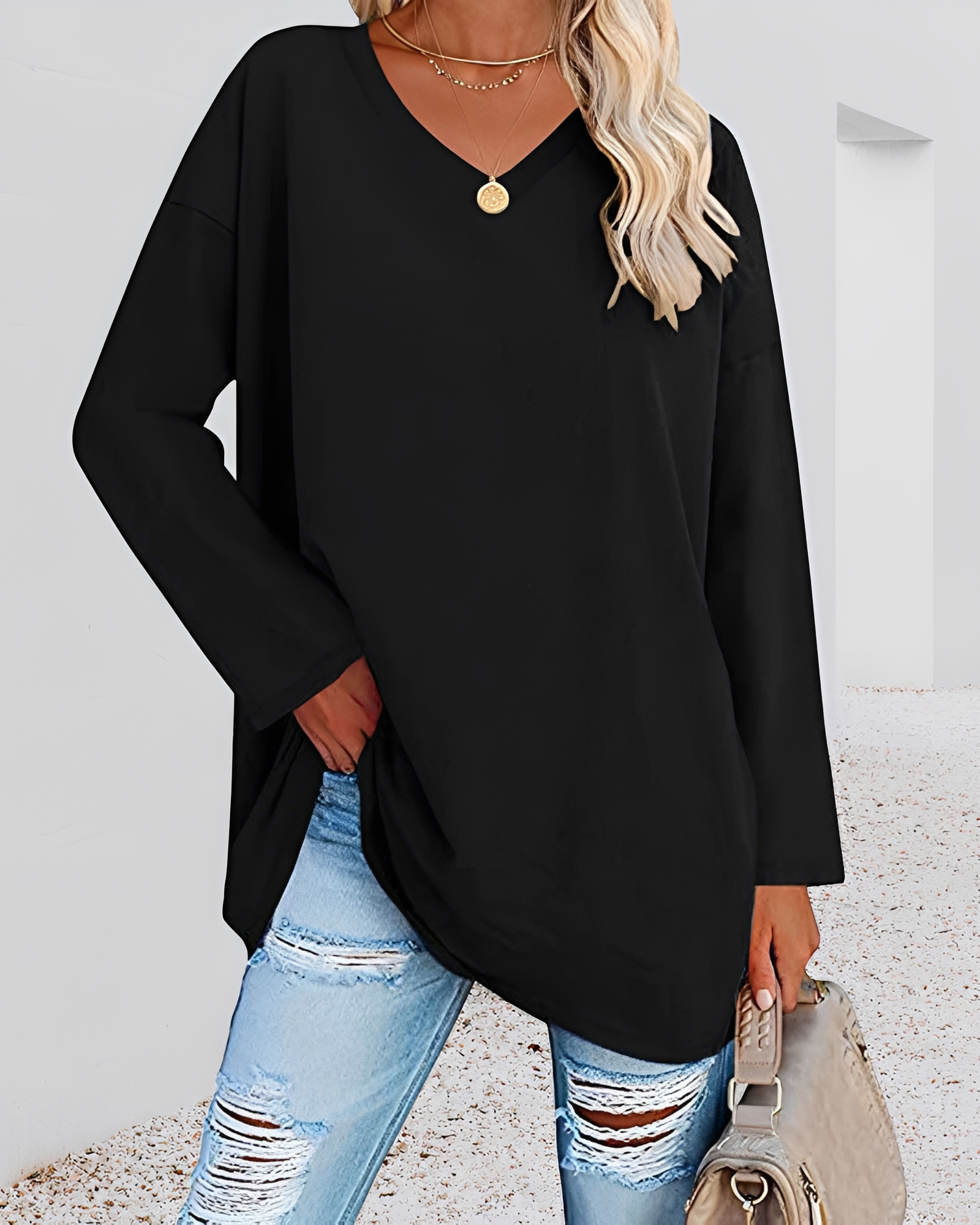 Kendra - Blouse large avec col en V sophistiqué
