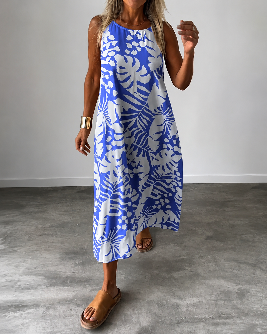 Arianna - Robe Large Sans Manches à Imprimés