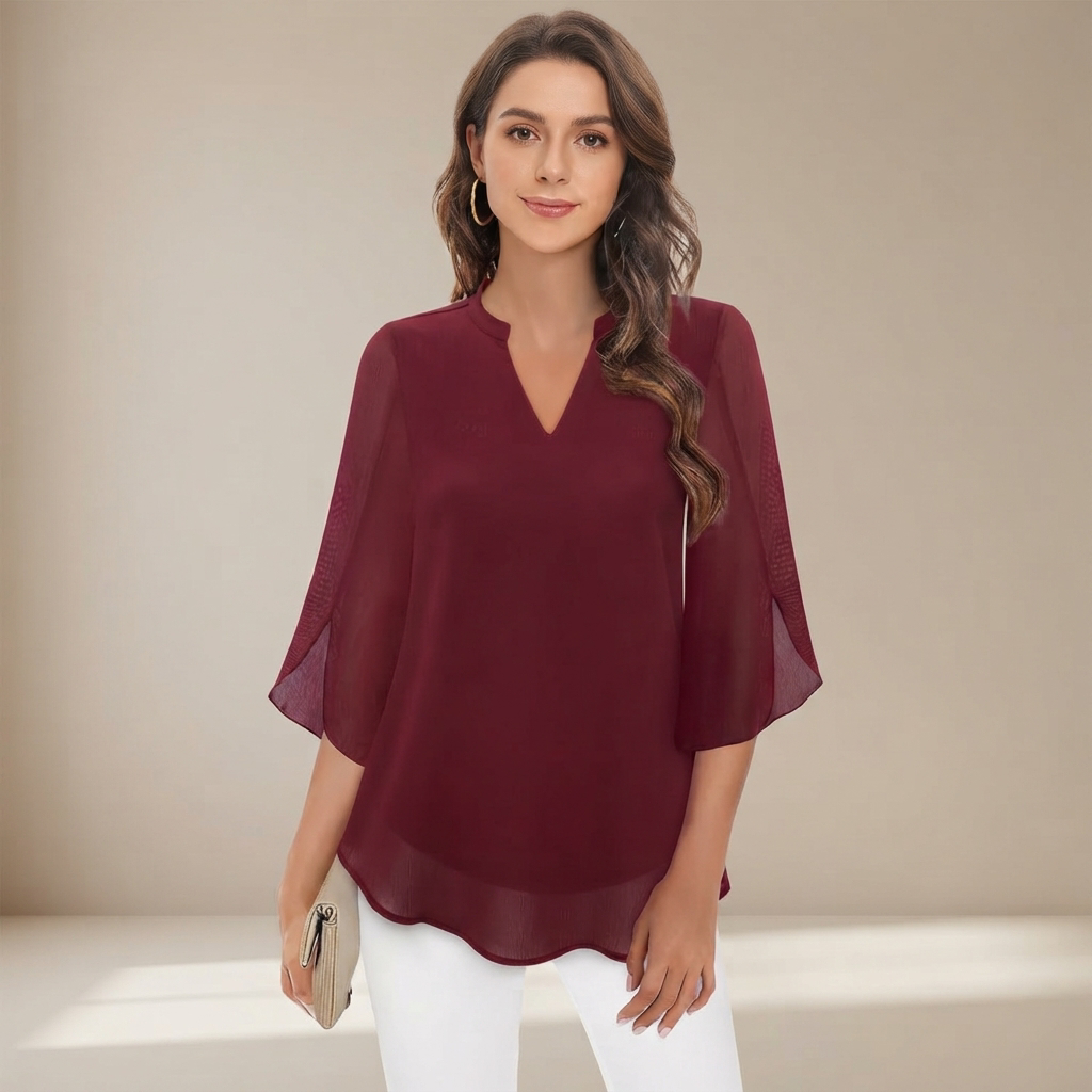 Arsine - Blouse chic à coupe large et col en V