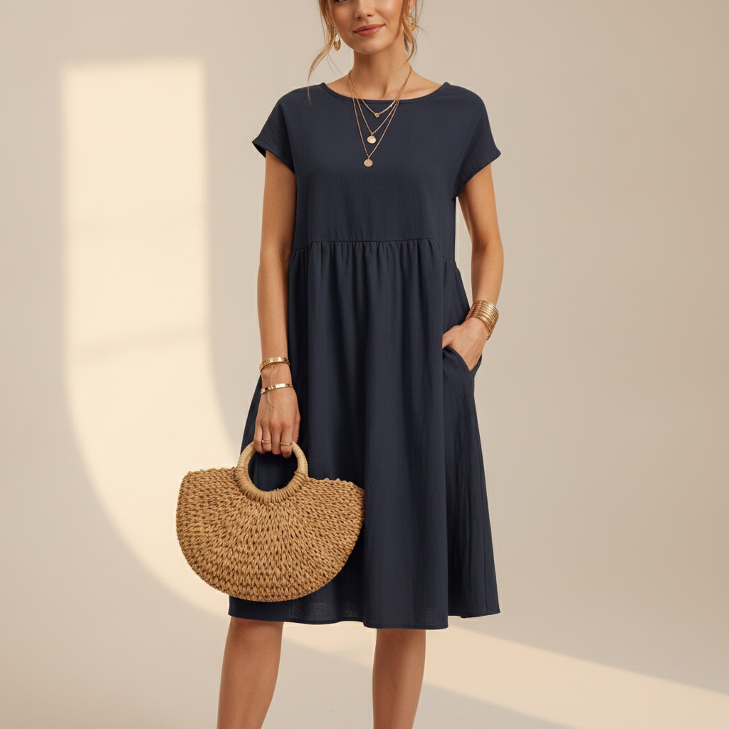 Nubia - Robe Midi Raffinée à Encolure Ronde