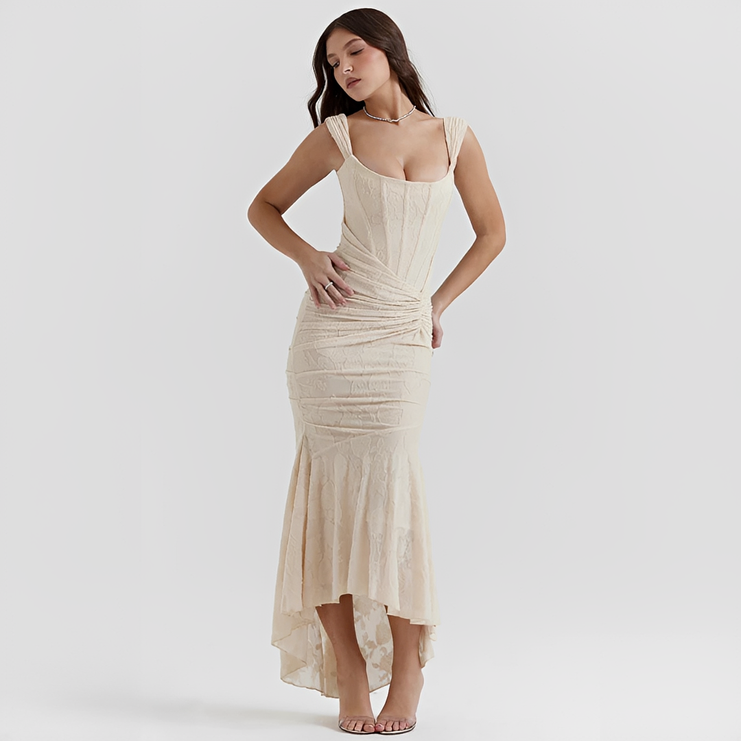 Cynthia - Robe Élégante à Taille Croisée Midi