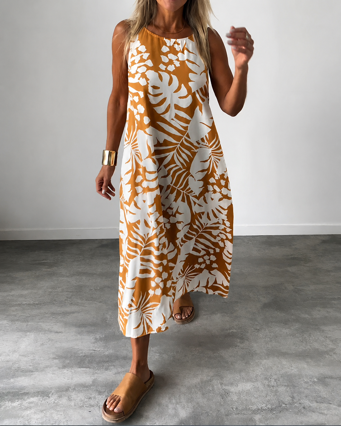 Arianna - Robe Large Sans Manches à Imprimés