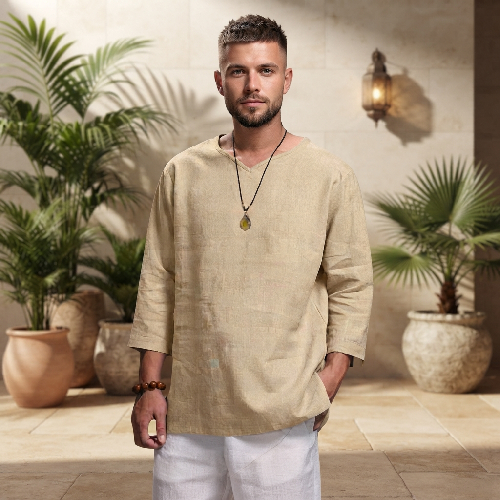 Edwin - Chemise Ample à Col V Décontracté