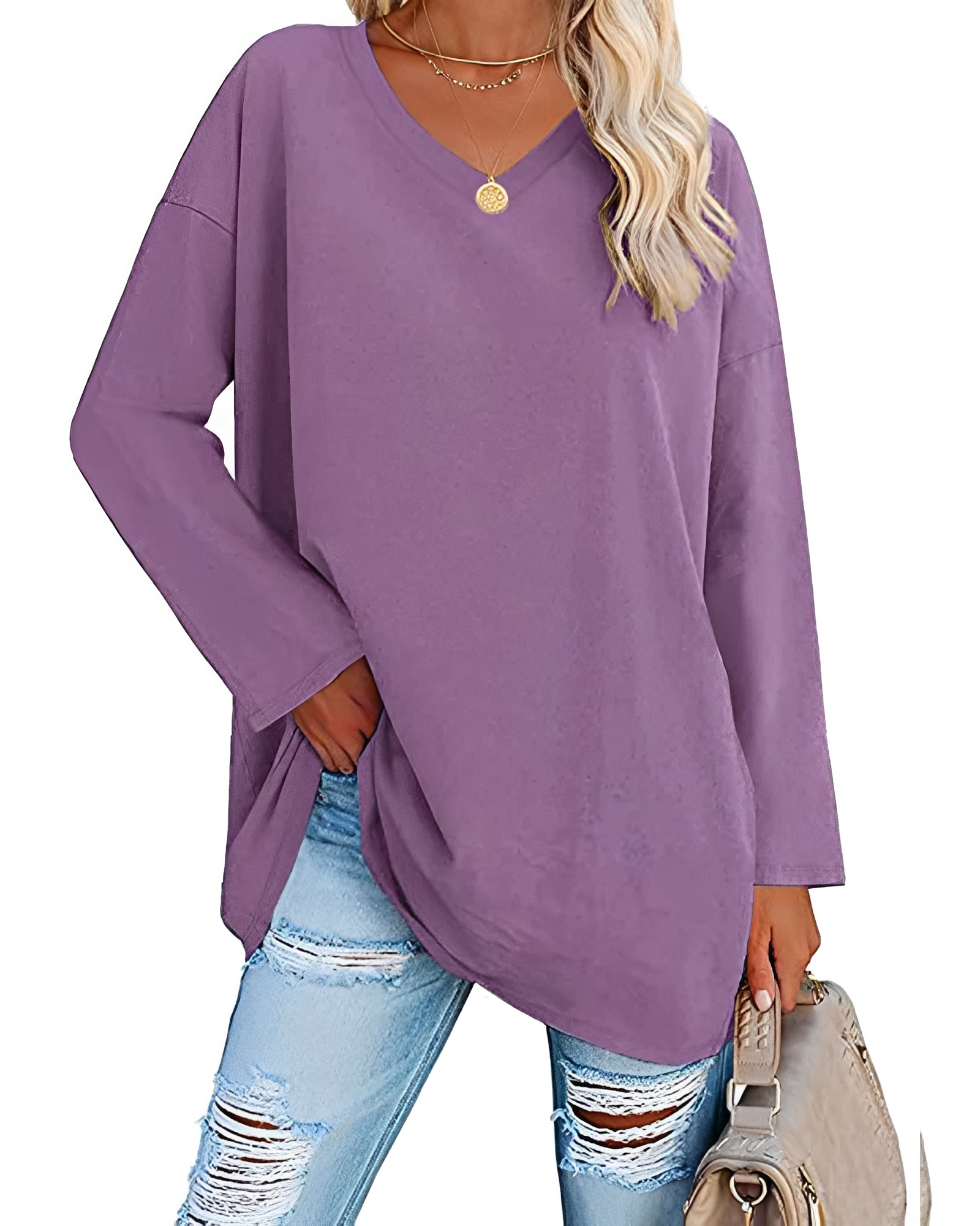 Kendra - Blouse large avec col en V sophistiqué